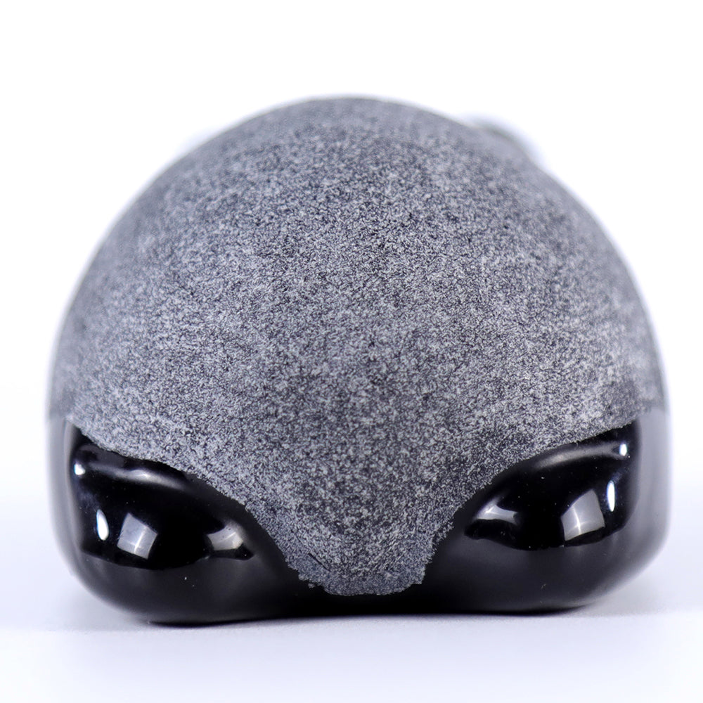 3.0" Frosted Obsidian Lying Panda Carving - Unique Piece #3100002