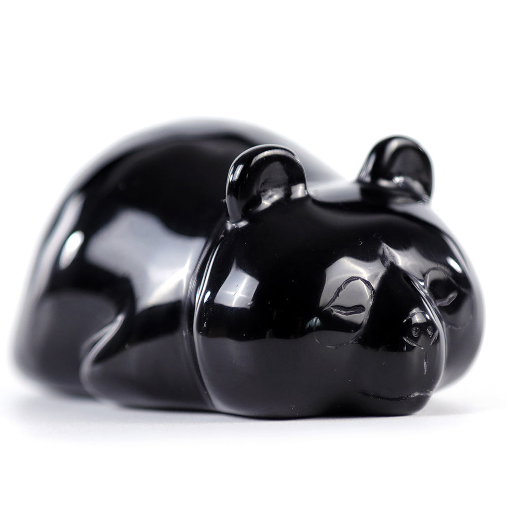 3.0" Obsidian Lying Panda Carving - Unique Piece #3100003