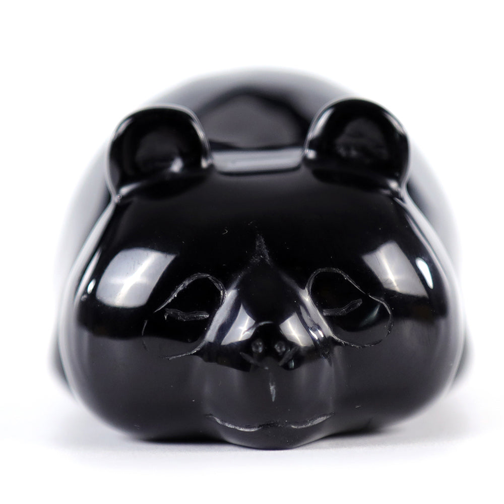 3.0" Obsidian Lying Panda Carving - Unique Piece #3100003