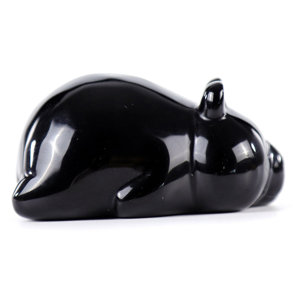 3.0" Obsidian Lying Panda Carving - Unique Piece #3100003