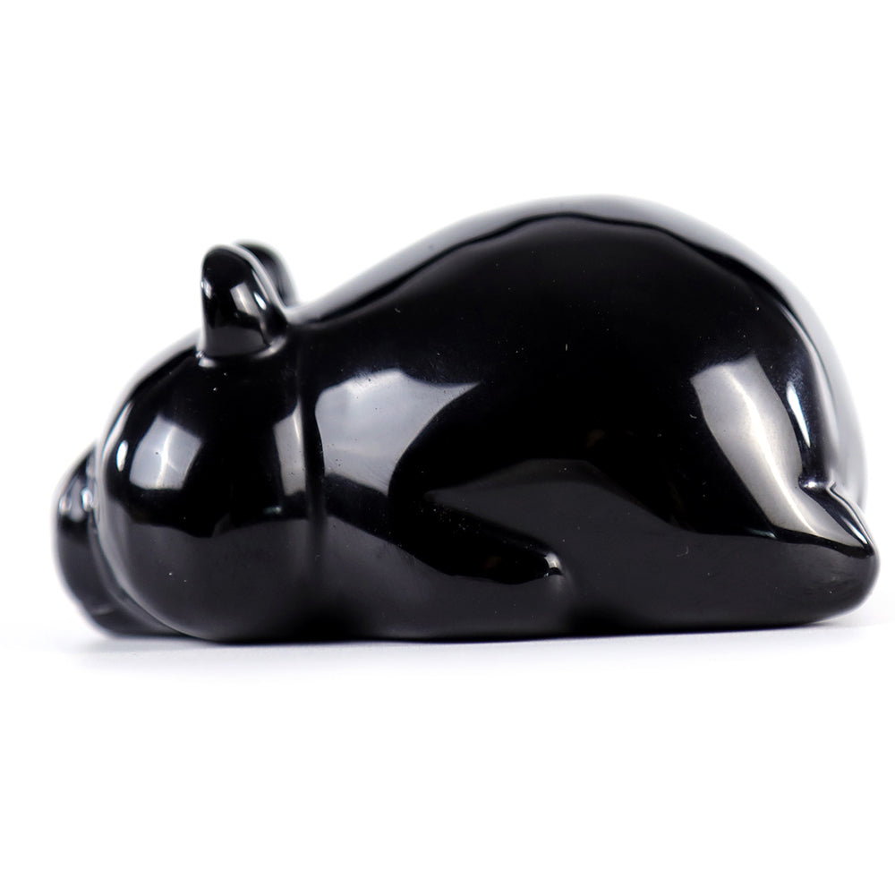 3.0" Obsidian Lying Panda Carving - Unique Piece #3100003