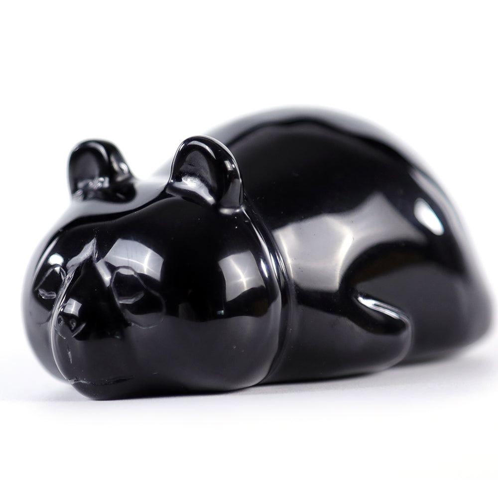 3.0" Obsidian Lying Panda Carving - Unique Piece #3100003