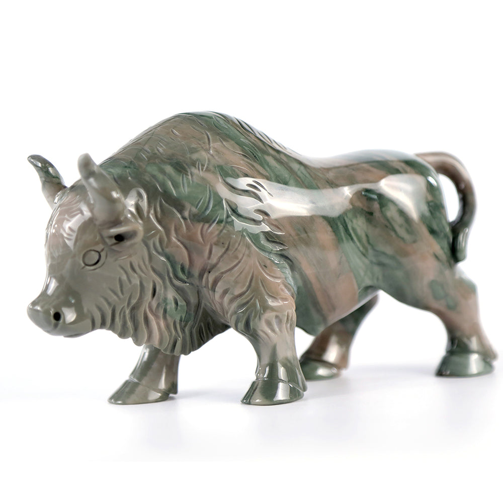 6.3" Kowloon Jade Bull Carving - Unique Piece #3100006