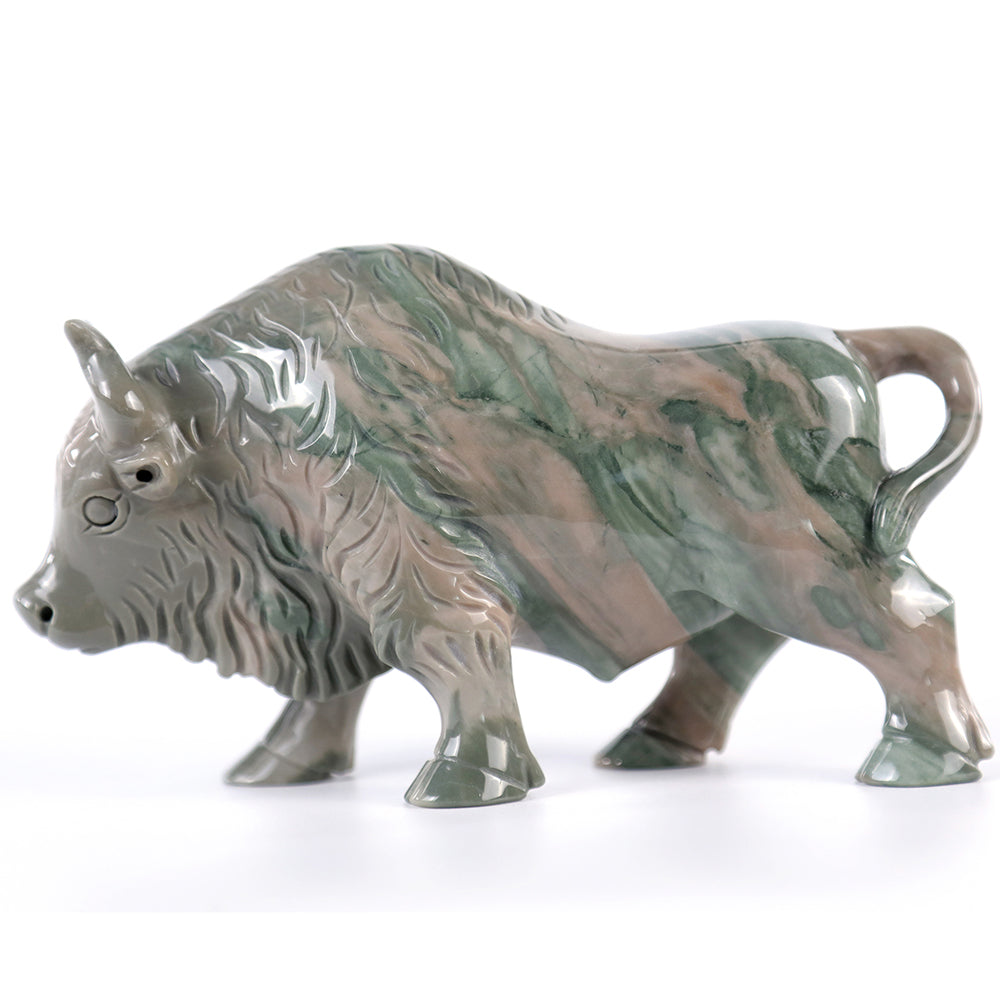 6.3" Kowloon Jade Bull Carving - Unique Piece #3100006