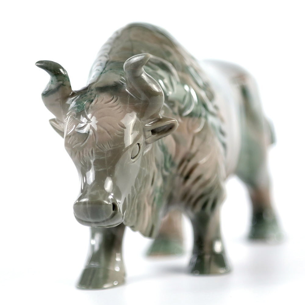 6.3" Kowloon Jade Bull Carving - Unique Piece #3100006