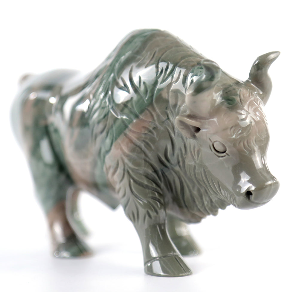 6.3" Kowloon Jade Bull Carving - Unique Piece #3100006