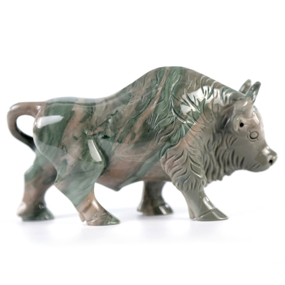 6.3" Kowloon Jade Bull Carving - Unique Piece #3100006