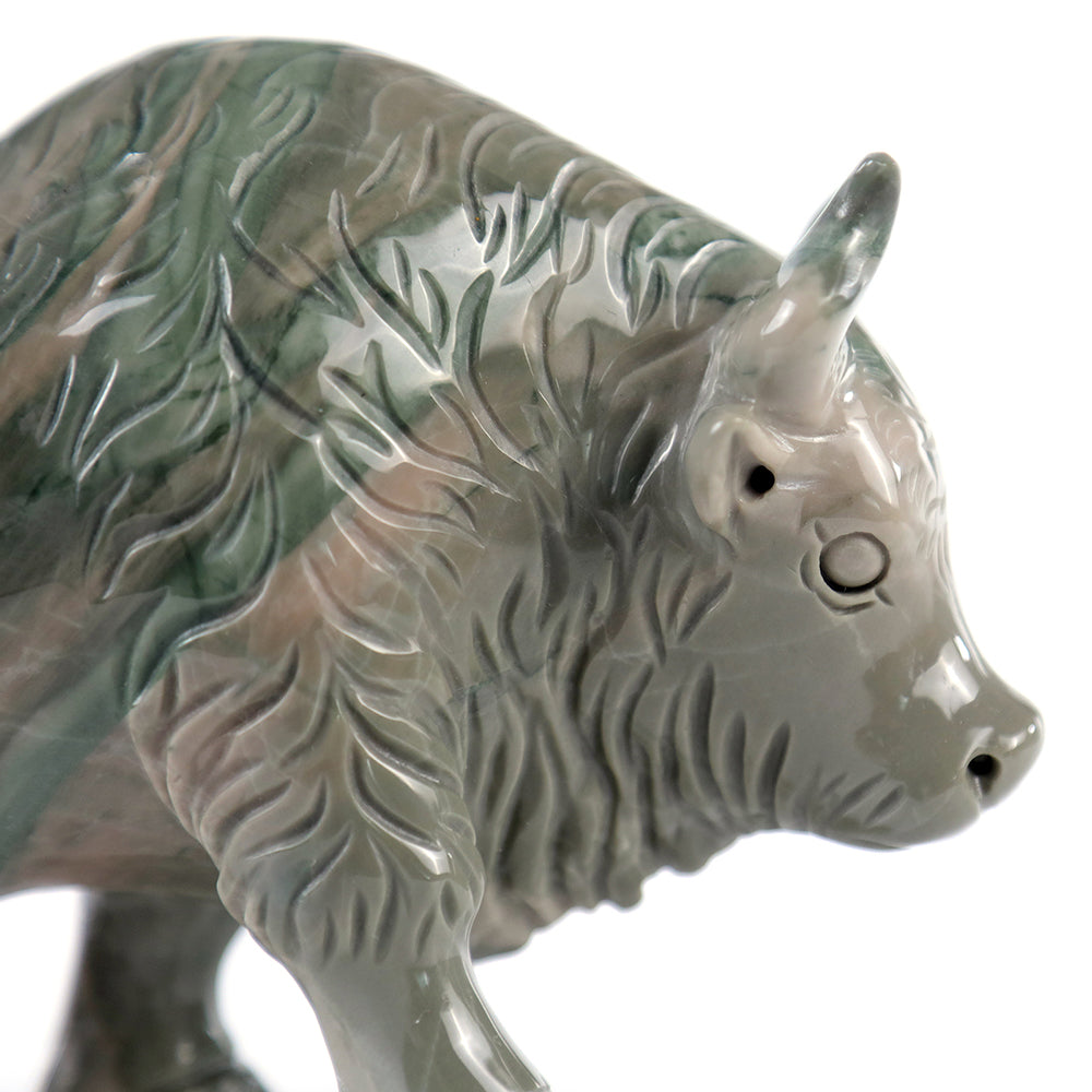 6.3" Kowloon Jade Bull Carving - Unique Piece #3100006