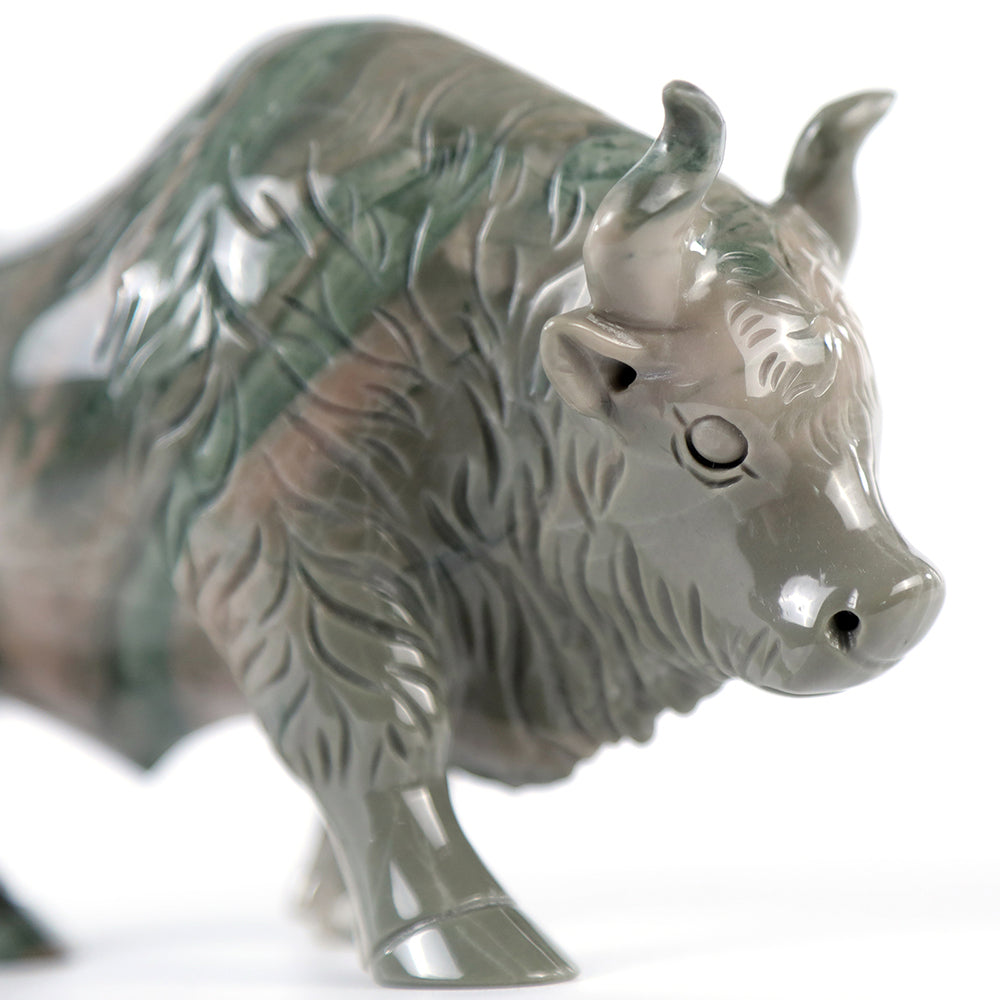 6.3" Kowloon Jade Bull Carving - Unique Piece #3100006