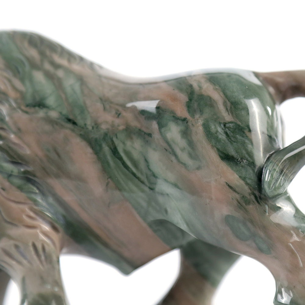 6.3" Kowloon Jade Bull Carving - Unique Piece #3100006