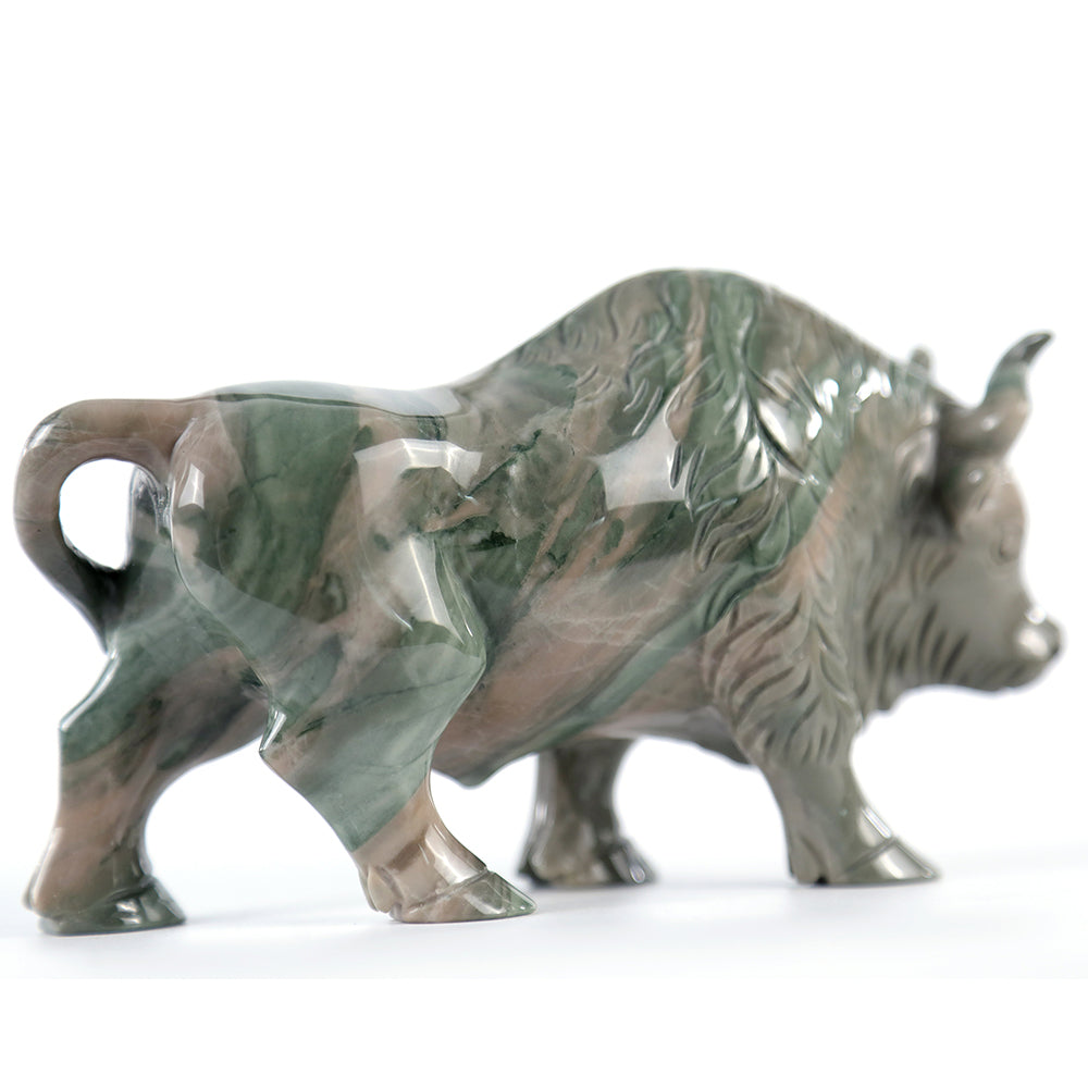 6.3" Kowloon Jade Bull Carving - Unique Piece #3100006