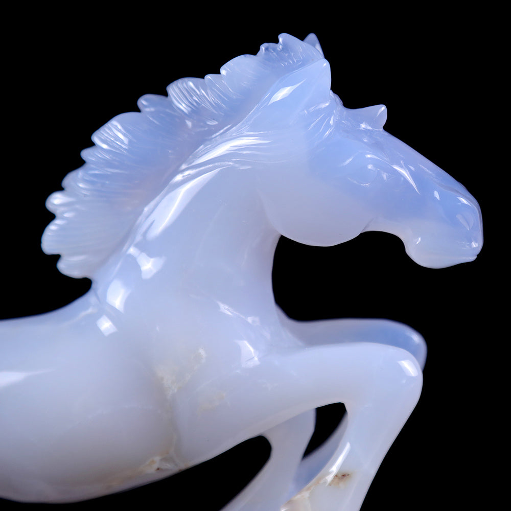 4.7" Blue Chalcedony Horse Carving - Unique Piece #3100009