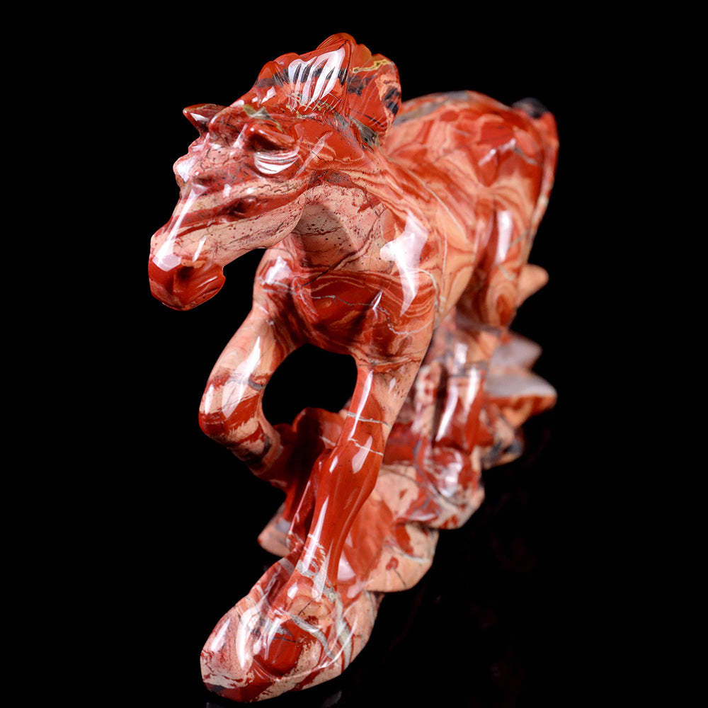4.7" Red Jasper Horse Carving - Unique Piece #3100010