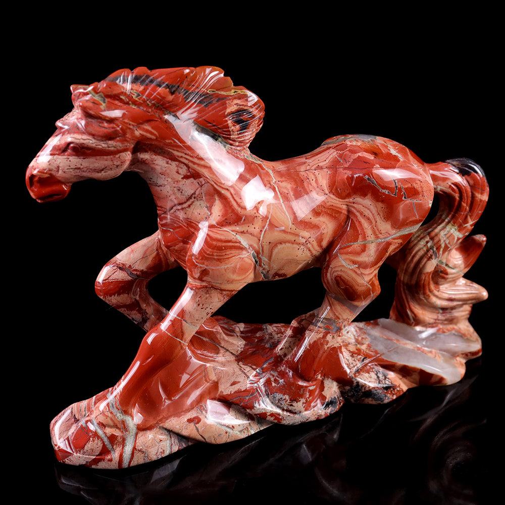 4.7" Red Jasper Horse Carving - Unique Piece #3100010