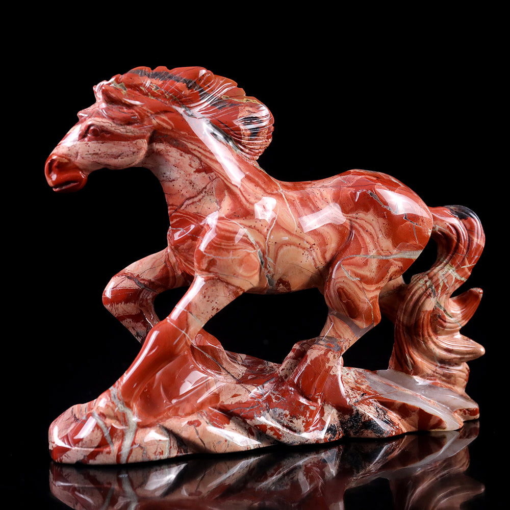 4.7" Red Jasper Horse Carving - Unique Piece #3100010