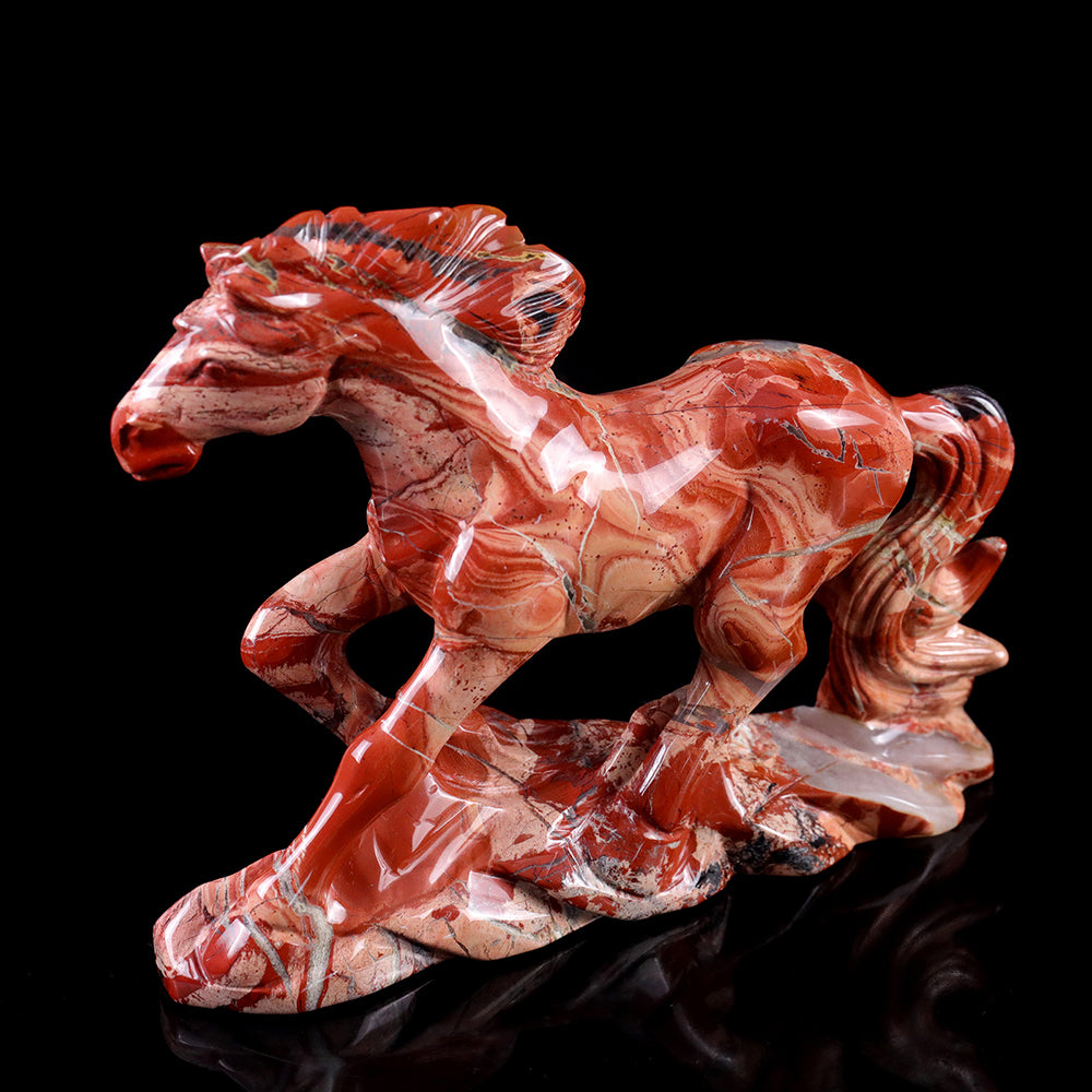 4.7" Red Jasper Horse Carving - Unique Piece #3100010