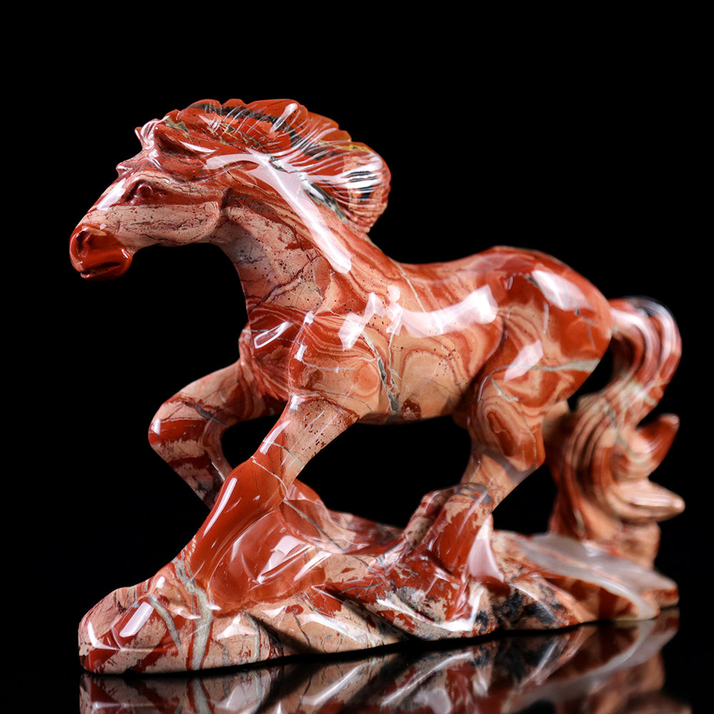 4.7" Red Jasper Horse Carving - Unique Piece #3100010