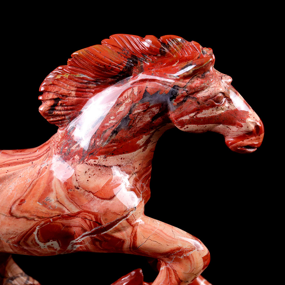 4.7" Red Jasper Horse Carving - Unique Piece #3100010