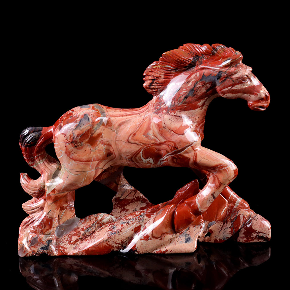4.7" Red Jasper Horse Carving - Unique Piece #3100010