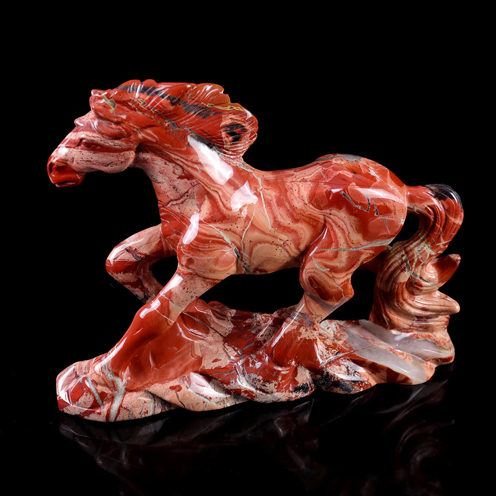 4.7" Red Jasper Horse Carving - Unique Piece #3100010