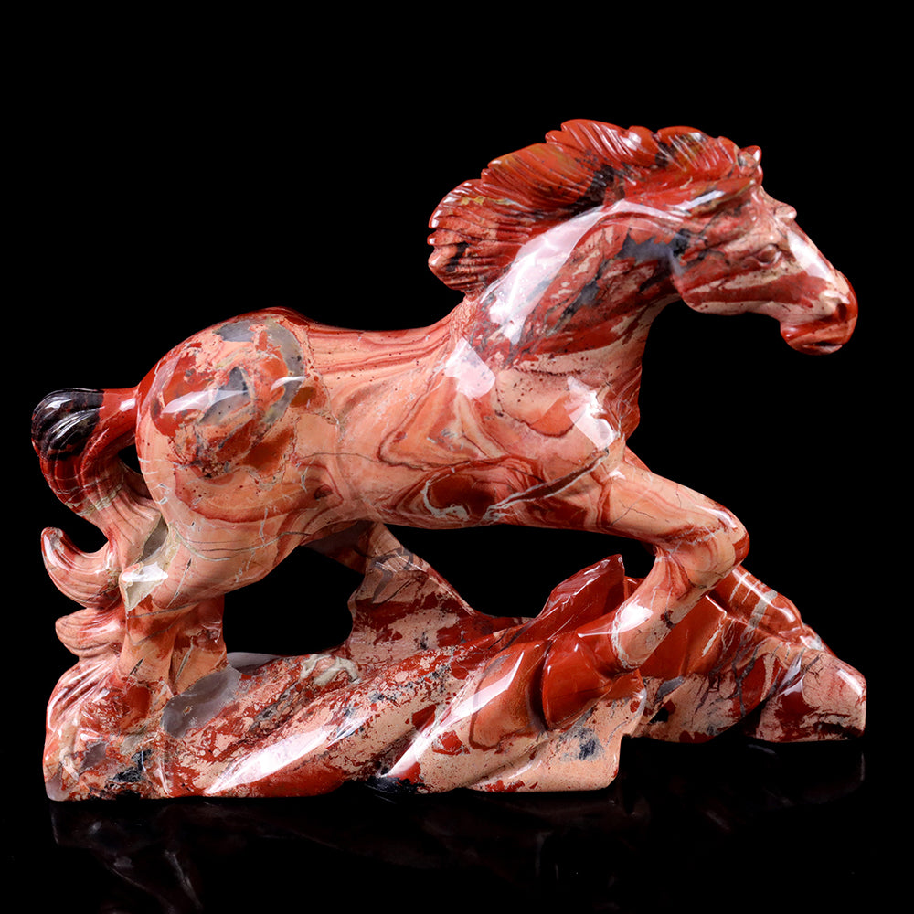 4.7" Red Jasper Horse Carving - Unique Piece #3100010