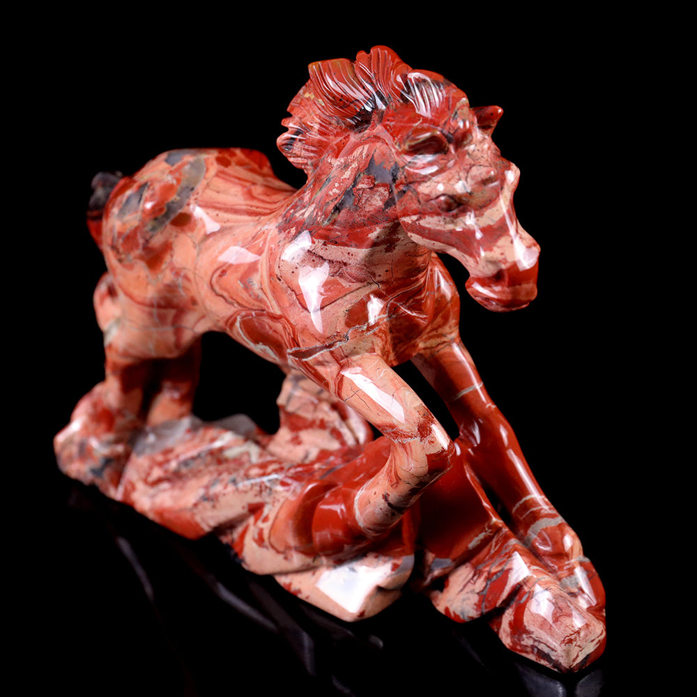 4.7" Red Jasper Horse Carving - Unique Piece #3100010