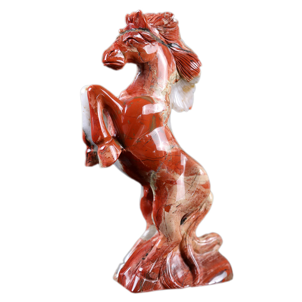 4.3" Red Jasper Standing Horse Carving - Unique Piece #3100011