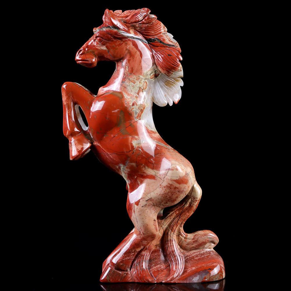 4.3" Red Jasper Standing Horse Carving - Unique Piece #3100011