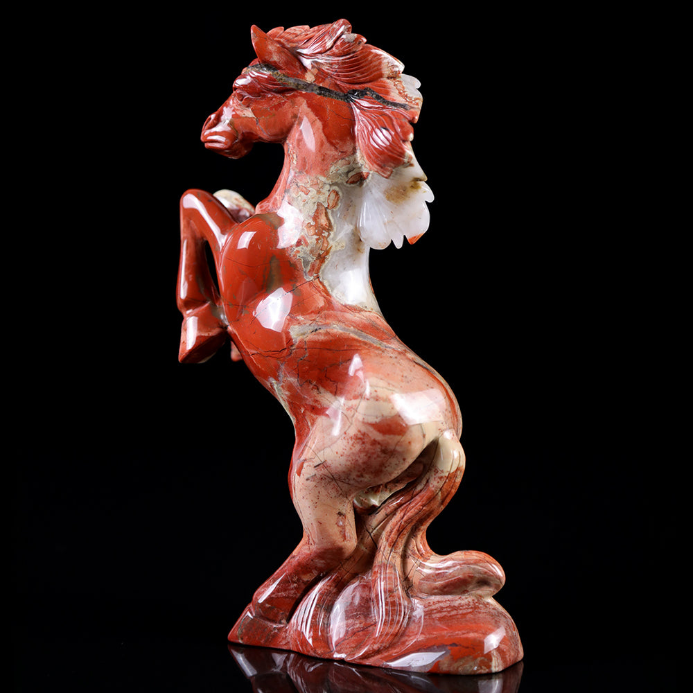 4.3" Red Jasper Standing Horse Carving - Unique Piece #3100011