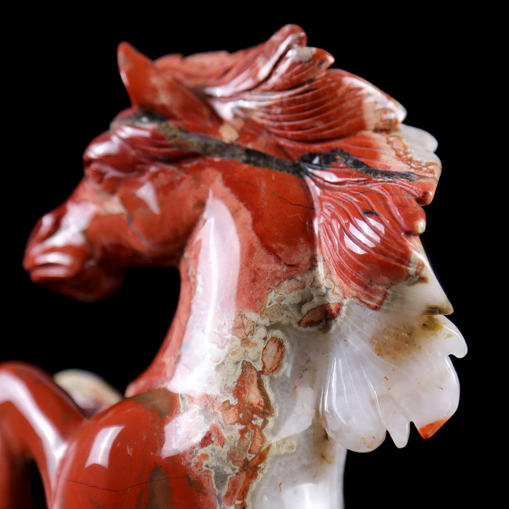 4.3" Red Jasper Standing Horse Carving - Unique Piece #3100011