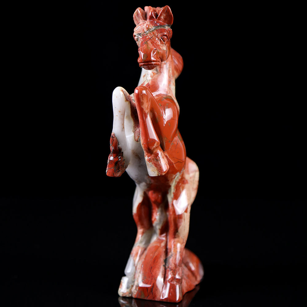 4.3" Red Jasper Standing Horse Carving - Unique Piece #3100011