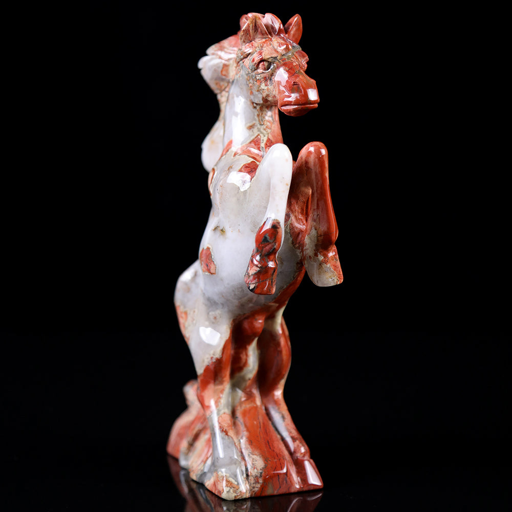4.3" Red Jasper Standing Horse Carving - Unique Piece #3100011