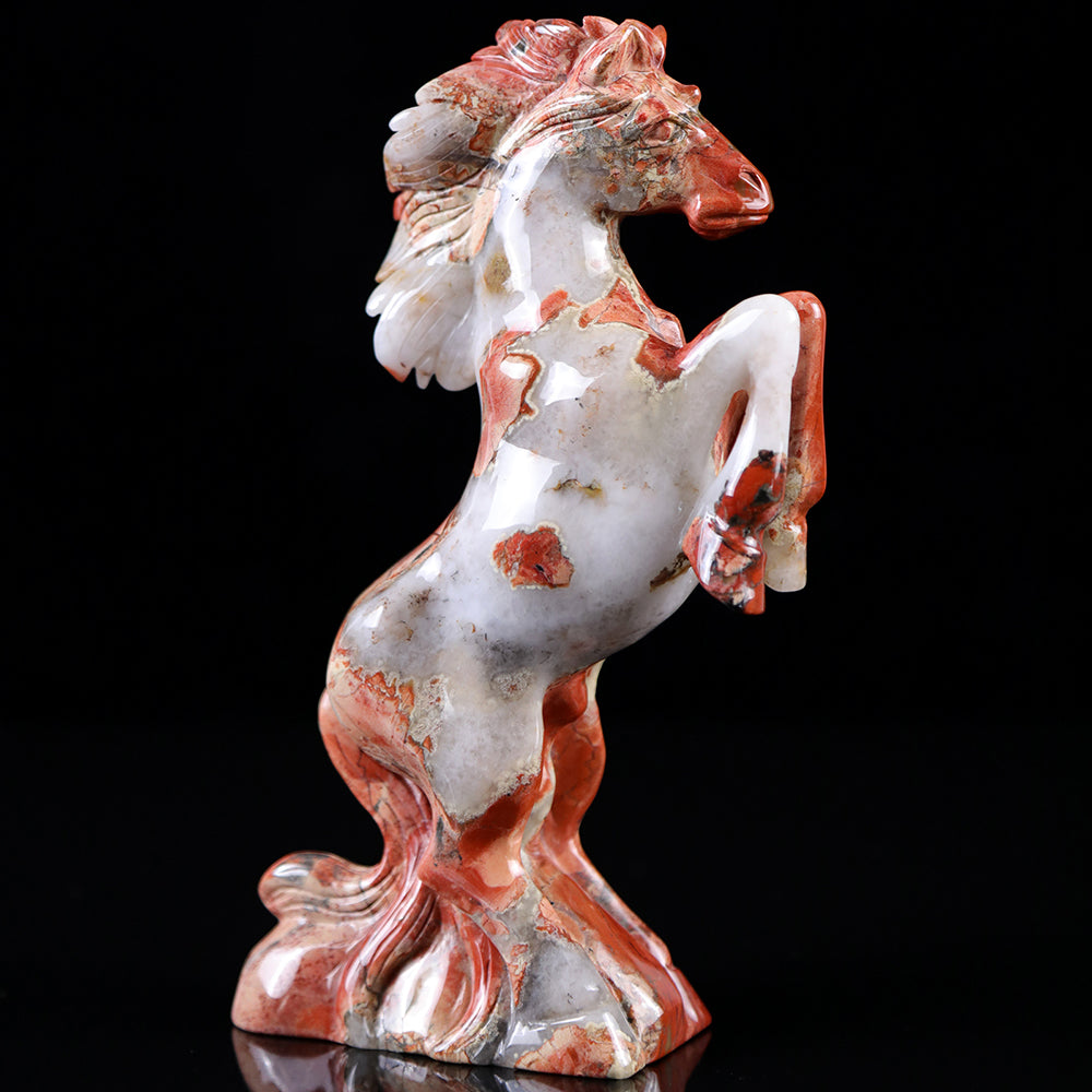 4.3" Red Jasper Standing Horse Carving - Unique Piece #3100011