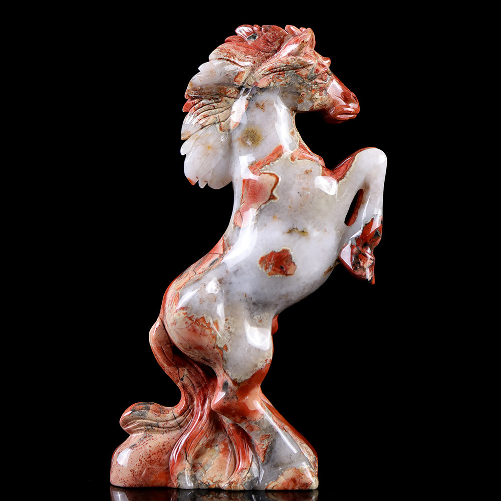 4.3" Red Jasper Standing Horse Carving - Unique Piece #3100011