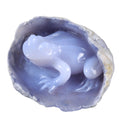 5.2" Blue Chalcedony Frog in Cave Carving - Unique Piece #3100013