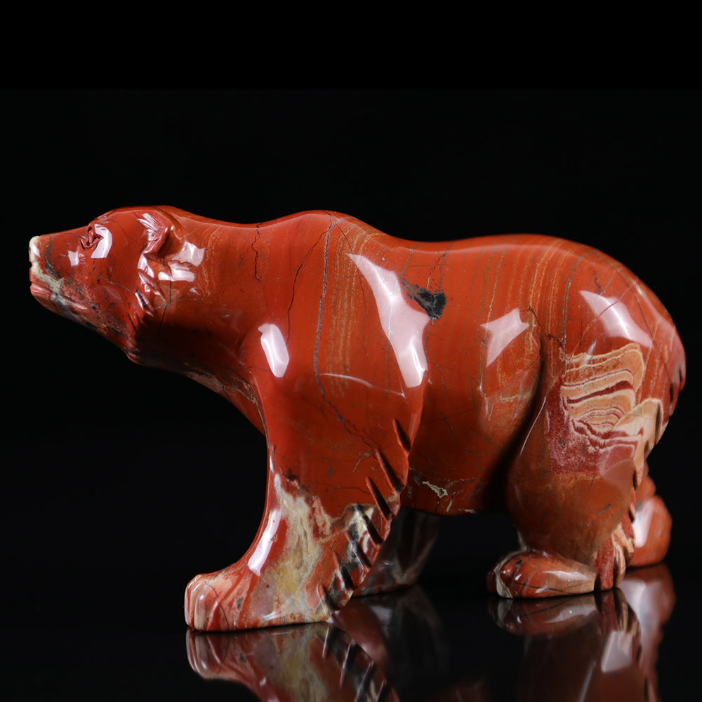 6.0" Red Jasper Polar Bear Carving - Unique Piece #3100014