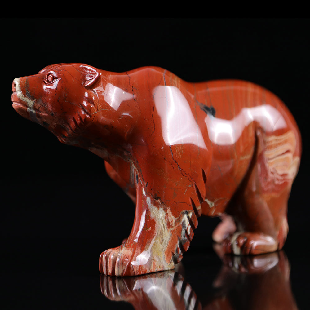 6.0" Red Jasper Polar Bear Carving - Unique Piece #3100014