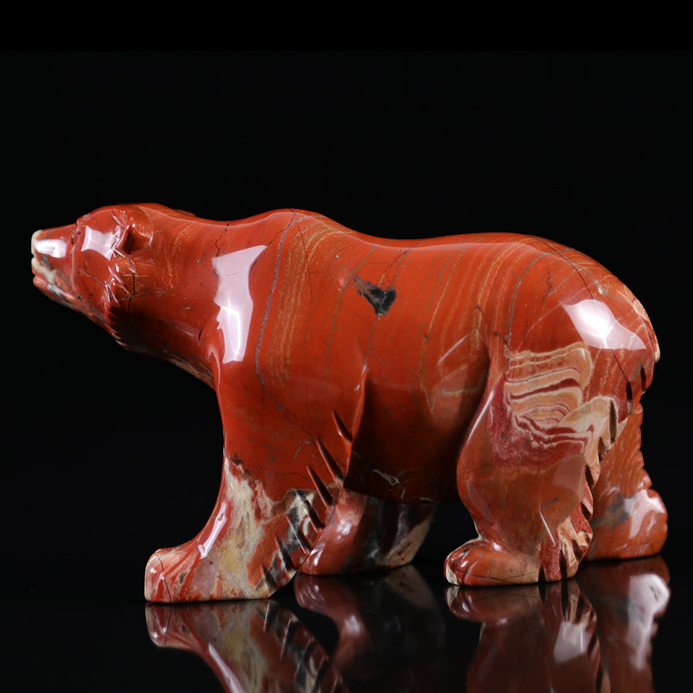 6.0" Red Jasper Polar Bear Carving - Unique Piece #3100014