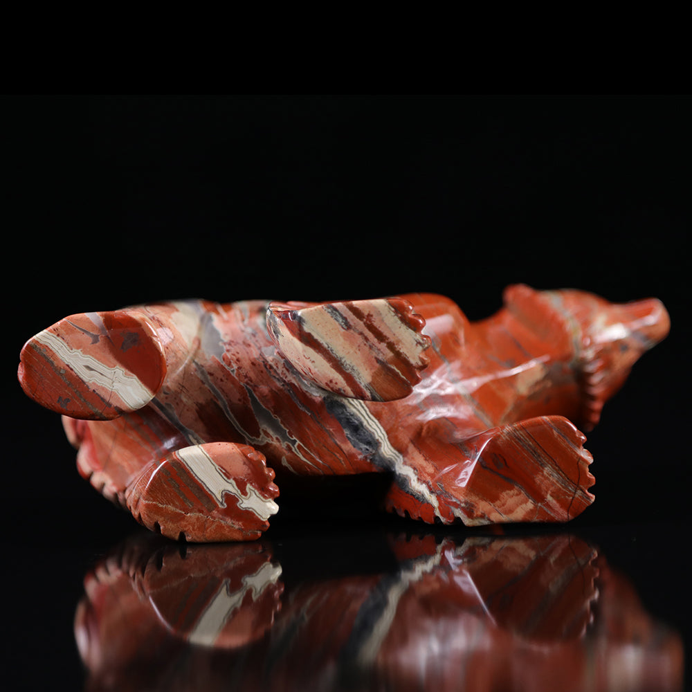 6.0" Red Jasper Polar Bear Carving - Unique Piece #3100014