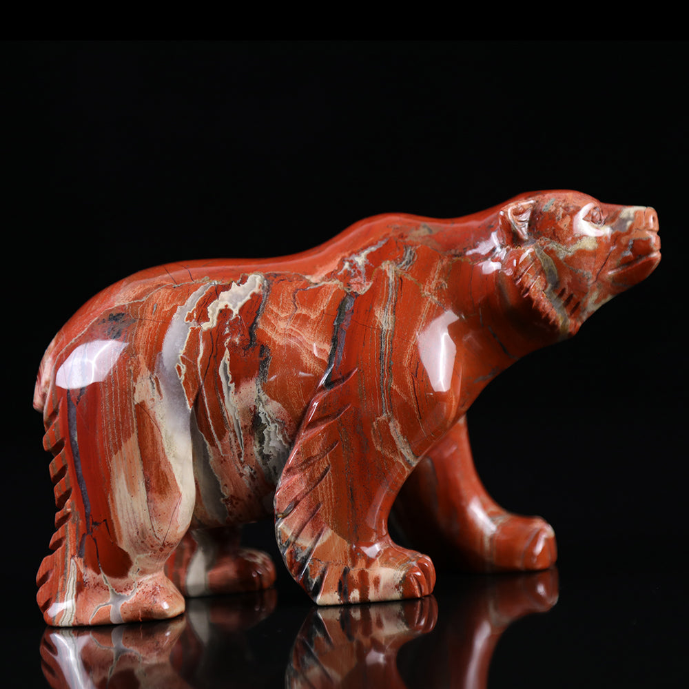 6.0" Red Jasper Polar Bear Carving - Unique Piece #3100014