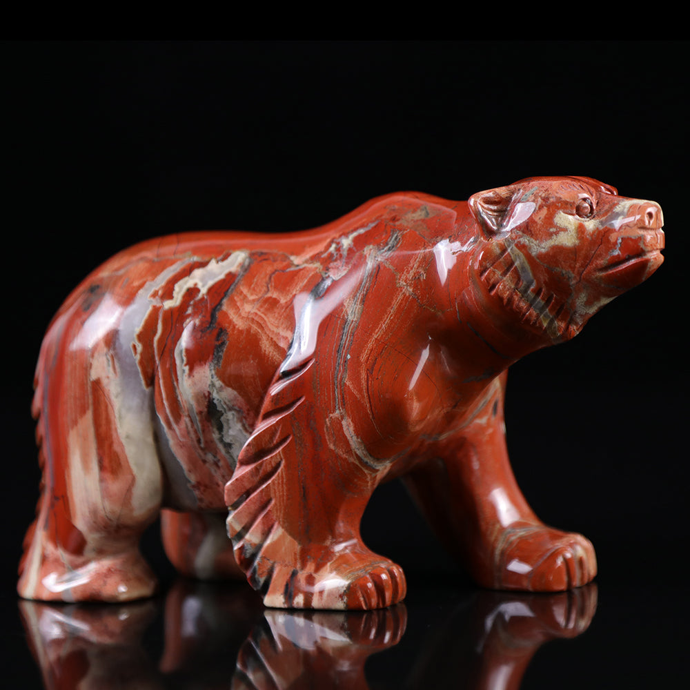 6.0" Red Jasper Polar Bear Carving - Unique Piece #3100014