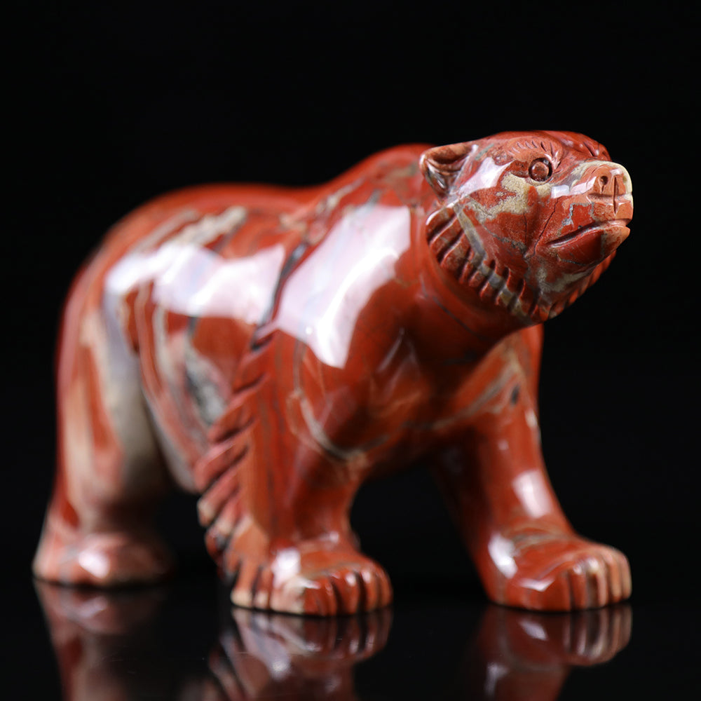 6.0" Red Jasper Polar Bear Carving - Unique Piece #3100014