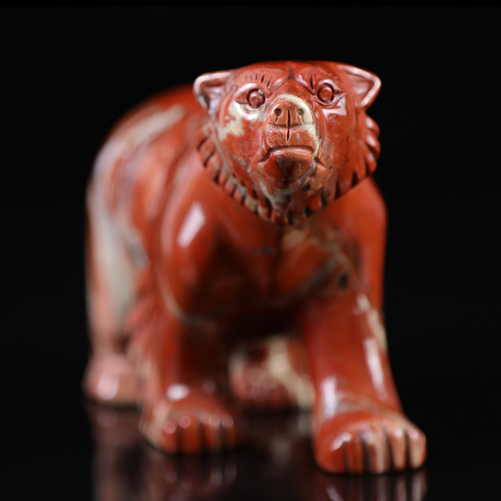 6.0" Red Jasper Polar Bear Carving - Unique Piece #3100014