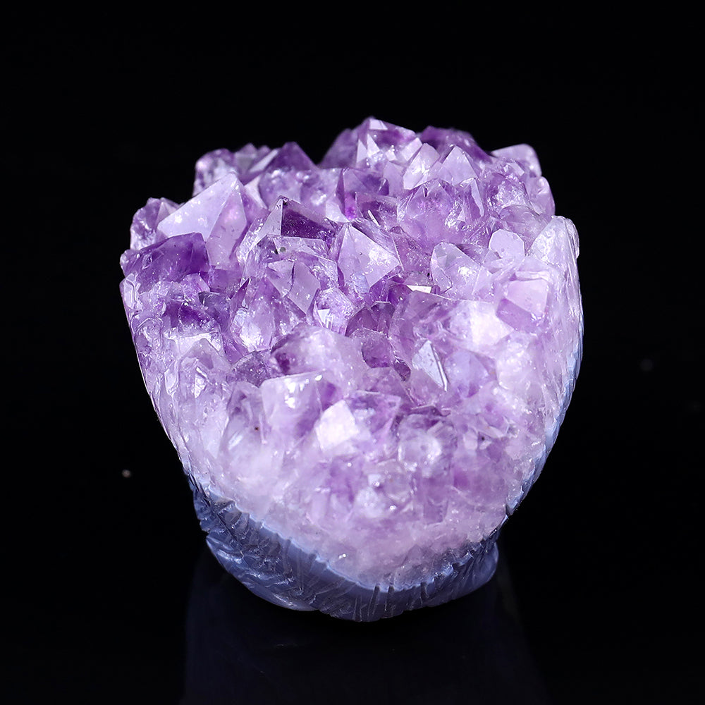 3.4" Amethyst Cluster Hedgehog Carving - Unique Piece #3100032