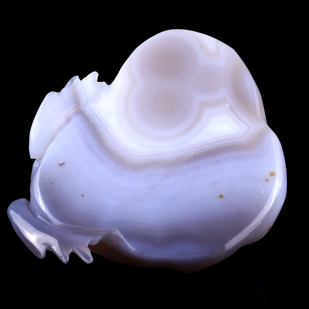 4.1" Geode Agate Frog Carving - Unique Piece #3100040