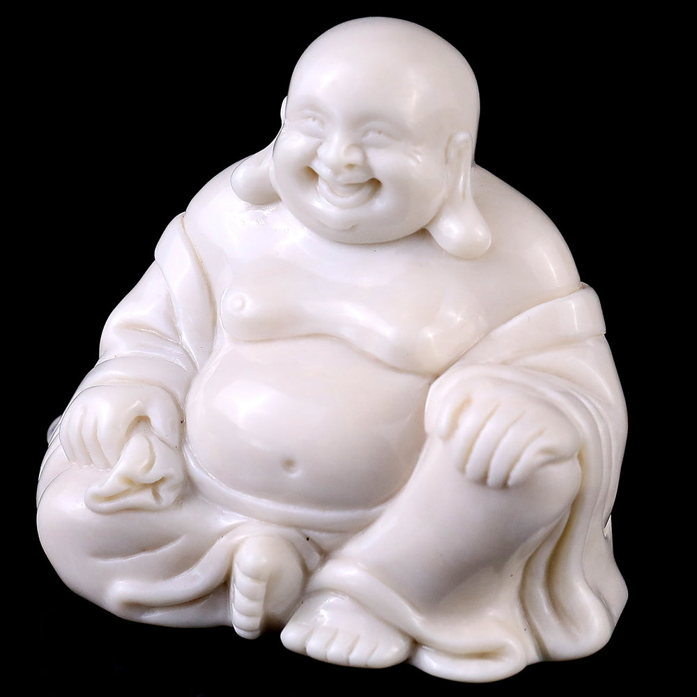 3.0" Ivory Jade Laughing Buddha Carving - Unique Piece #3100059