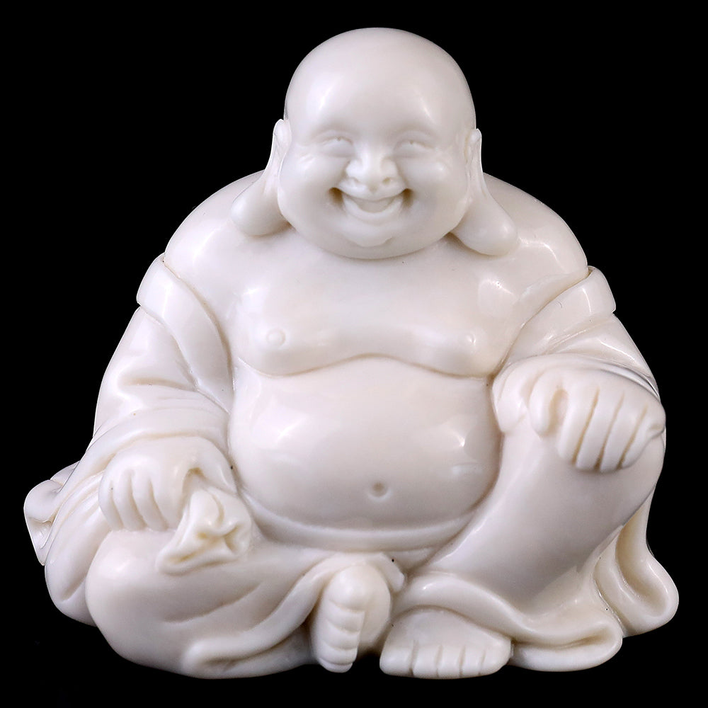 3.0" Ivory Jade Laughing Buddha Carving - Unique Piece #3100059