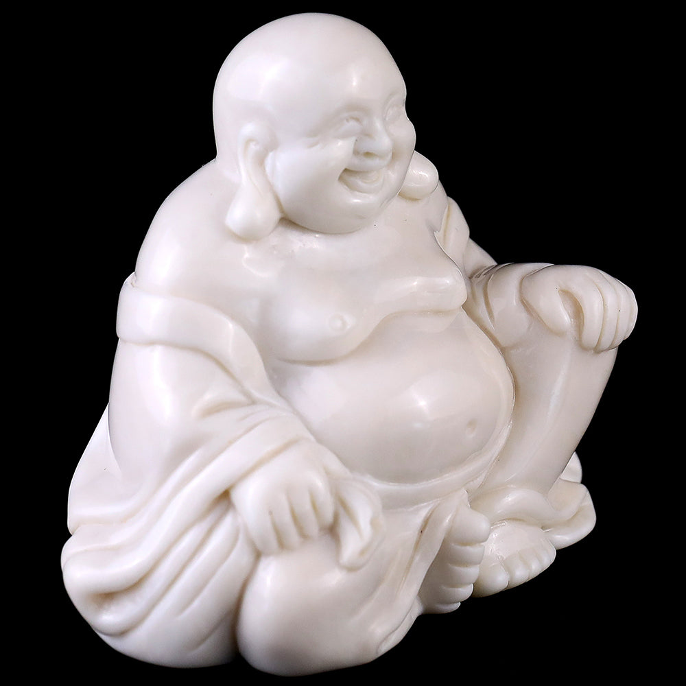 3.0" Ivory Jade Laughing Buddha Carving - Unique Piece #3100059