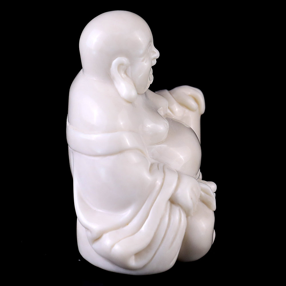 3.0" Ivory Jade Laughing Buddha Carving - Unique Piece #3100059