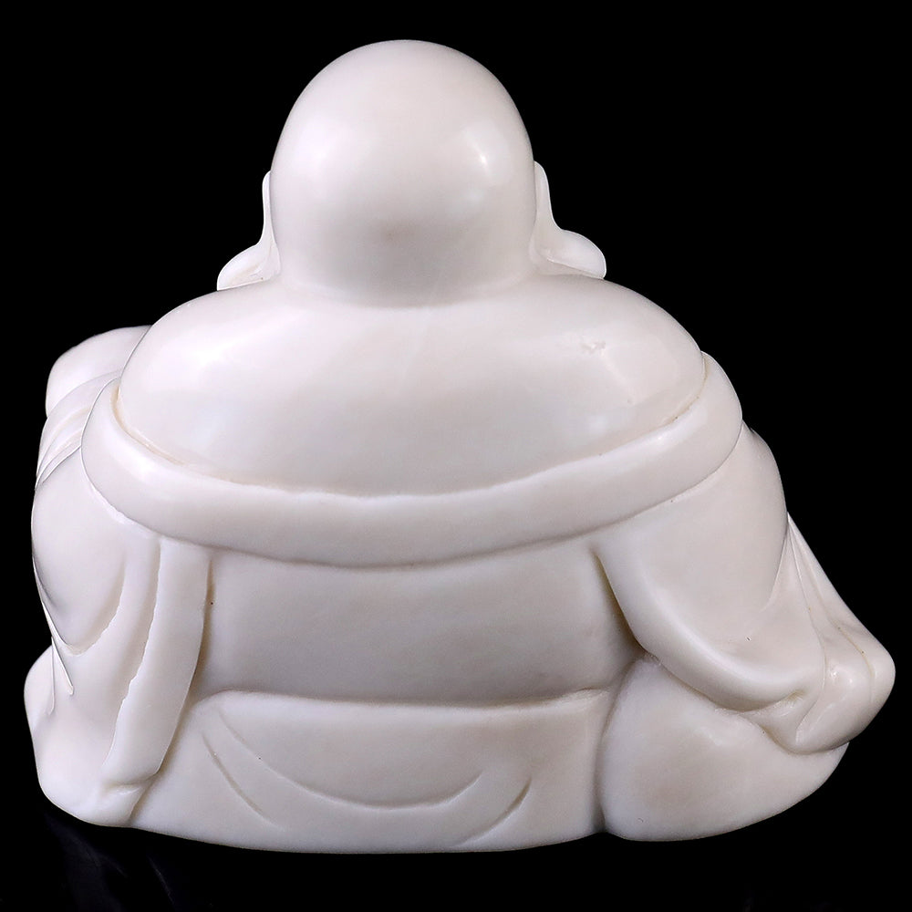3.0" Ivory Jade Laughing Buddha Carving - Unique Piece #3100059